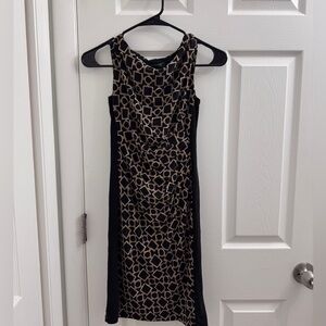 Ralph Lauren Black and Tan Patterned Midi Dress